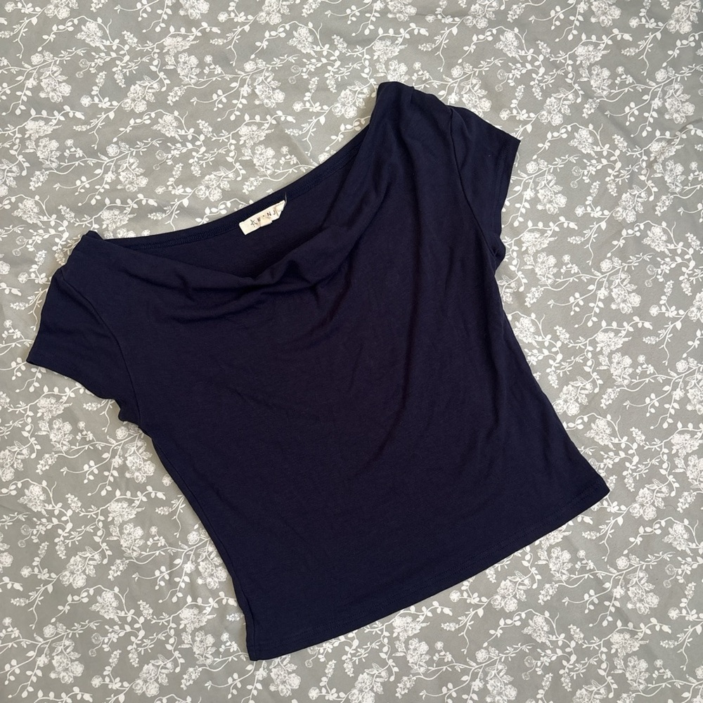 Elegant Navy Short Sleeve Top